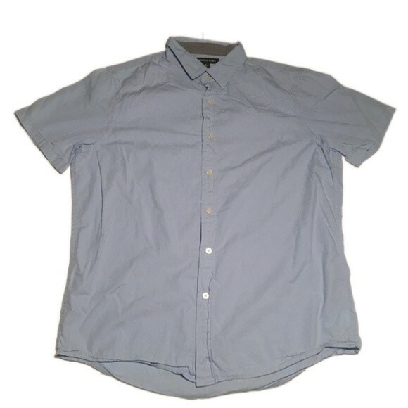 Michael Kors Men’s Classic Fit Short Sleeve Button Up Shirt Blue Size Medium - Picture 1 of 7